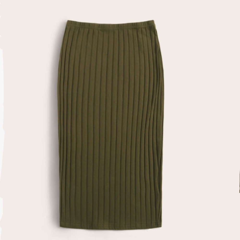 Army green ribbed skirt